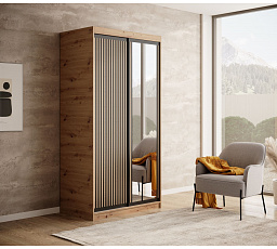 Delia 100 tolóajtós ruhásszekrény Artisan+Fekete