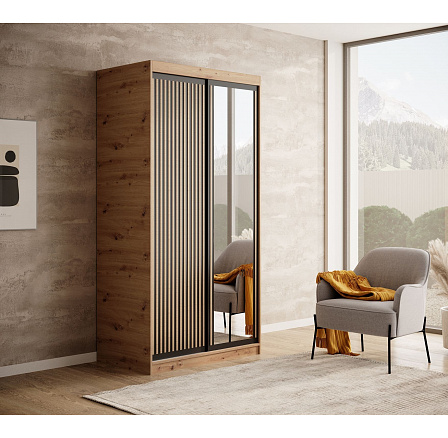 Delia 100 tolóajtós ruhásszekrény Artisan+Fekete