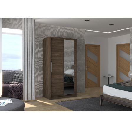 Tolóajtós szekrény tükörrel BAROS 100 Choco+Choco