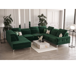 NAROŻNIK TAPICEROWANY MALIBU MAX I 260x350x220 CM - Odcienie zieleni , Strona prawa