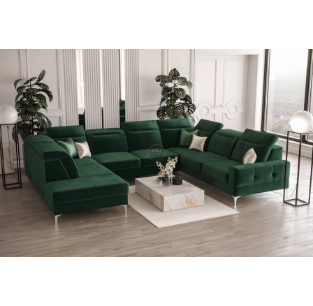 NAROŻNIK TAPICEROWANY MALIBU MAX I 260x350x220 CM - Odcienie zieleni , Strona prawa