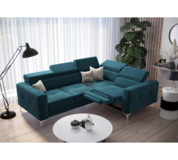 NAROŻNIK TOSCANIA RELAX Z FUNKCJĄ SPANIA 185X250 - Odcienie niebieskiego , prawa