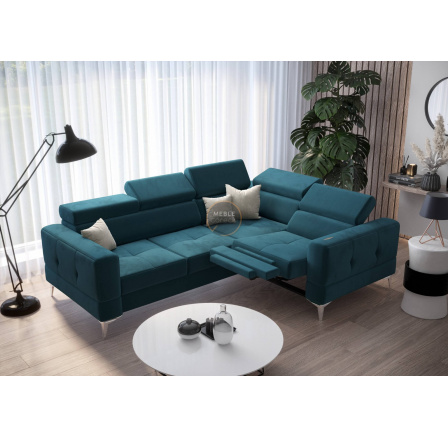 NAROŻNIK TOSCANIA RELAX Z FUNKCJĄ SPANIA 185X250 - Odcienie niebieskiego , prawa