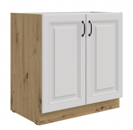 Dolní skříňka STELLO - 80 D 2F BB, Dub Artisan/Bílý mat