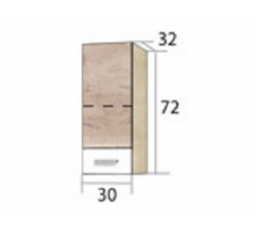 Kuchyňská horní skříňka - ECONO 30G, Dub sonoma/San Remo/Bílá