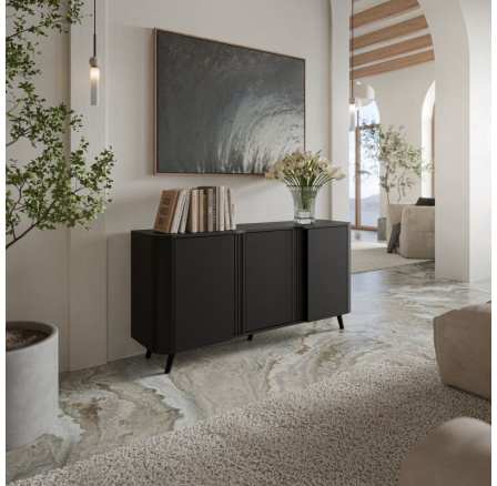 TV komód VOLARE 150 3D, fekete matt