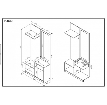 Előszobafal PERGO, Artisan Tölgy