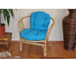 Ratanové křeslo Bahama medové polstr tyrkysový melír