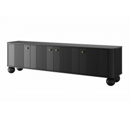 Szafka RTV Vesper 4D 187 cm - czarny / złote uchwyty / nogi kule