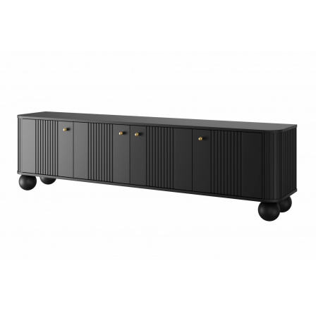 Szafka RTV Vesper 4D 187 cm - czarny / złote uchwyty / nogi kule