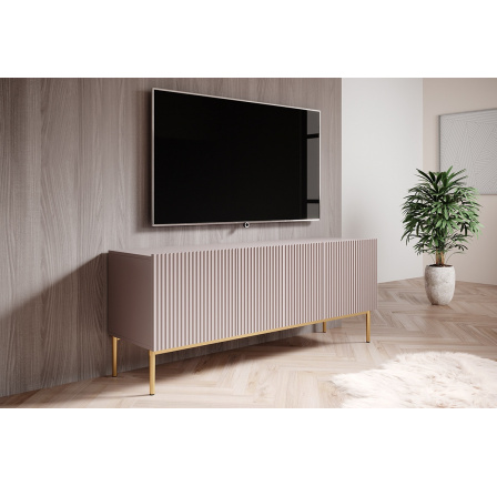 RTV skříňka Nicole 150 cm - antická růžová MDF / zlaté nožky RTV skříňka Nicole 150 cm - antická růžová MDF / zlaté nožky