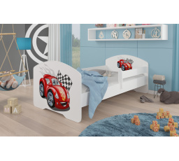 Ágy matraccal és korláttal PEPE CAR ZIGZAG 140x70 Fehér