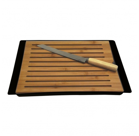 Vágódeszka és kés készlet 38x27 cm fekete