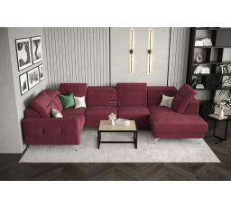 NAROŻNIK TAPICEROWANY MALIBU MAX II 180x350x182 CM - Odcienie czerwieni , Strona lewa