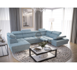 NAROŻNIK GALAXY MAX II RELAX Z FUNKCJĄ SPANIA 215x350x170 - Odcienie niebieskiego , prawa