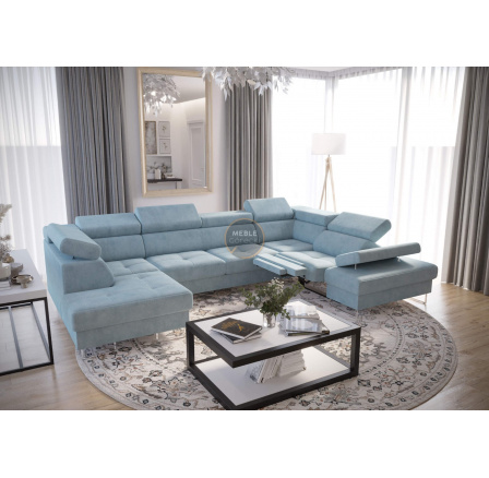 NAROŻNIK GALAXY MAX II RELAX Z FUNKCJĄ SPANIA 215x350x170 - Odcienie niebieskiego , prawa