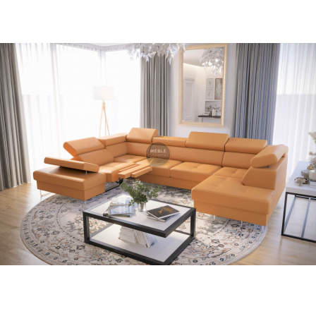 NAROŻNIK GALAXY MAX II RELAX Z FUNKCJĄ SPANIA 215x350x170 SKÓRA NATURALNA - lewa , Skóry naturalne - Wybierz swój kolor