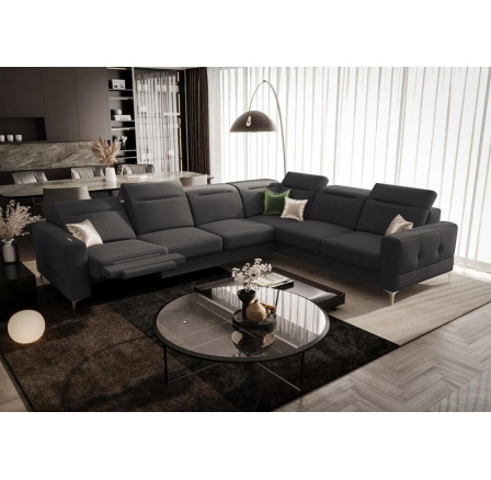 NAROŻNIK Z FUNKCJĄ RELAX MALIBU MAX 320x250 - prawa , Odcienie szarości