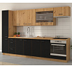 Alsó szekrény MODENA - 60 D GAZ BB, Artisan tölgy/Fekete matt+Artisan tölgy