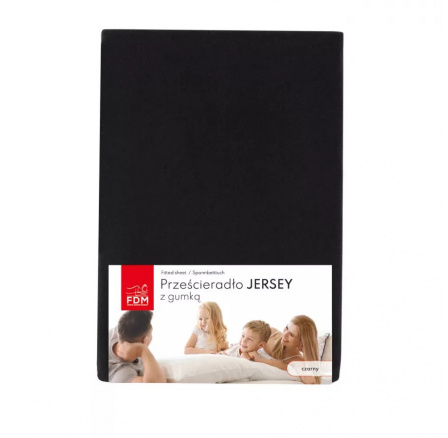 Prześcieradło JERSEY czarne - 160 x 200