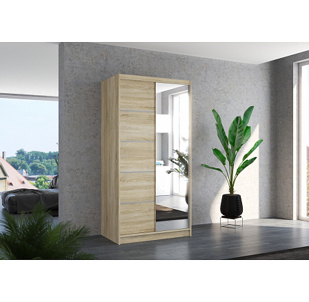 Tolóajtós szekrény tükörrel ORLANDO 100 Sonoma+Sonoma
