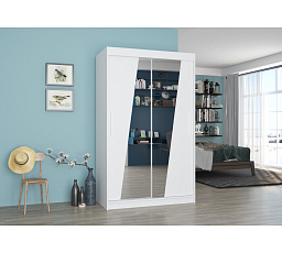 TEXAS 120 tolóajtós és tükrös ruhásszekrény Fehér+Fehér