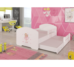 Kétszemélyes ágy korláttal és matracokkal PEPE II LÁNY SZÁRNYAKKAL 160x80 Fehér