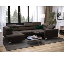 NAROŻNIK TOSCANIA MAX I RELAX Z FUNKCJĄ SPANIA170x350x185 CM - prawa , Odcienie brązowego