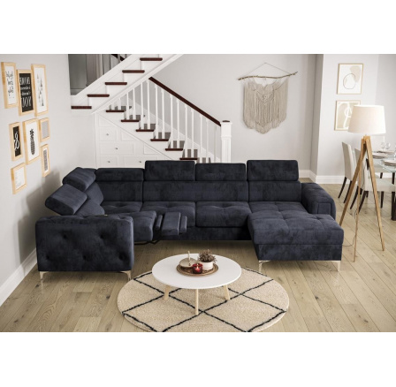 NAROŻNIK ORION MAX III RELAX Z FUNKCJĄ SPANIA 165x320x190 CM - Odcienie niebieskiego , lewa