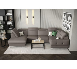 NAROŻNIK MALIBU MAX II 180x350x182 CM SKÓRA NATURALNA - Skóra szara , Strona prawa