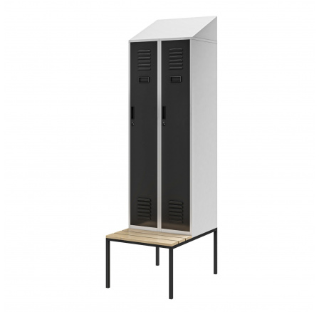 KACPER II PRO öltözőszekrény paddal és tetővel, 600 x 2295 x 850 mm, szürke-antracit