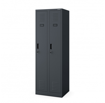 Antracit színű fém munkásszekrény: négyrekeszes KACPER II, 600 x 1800 x 500 mm
