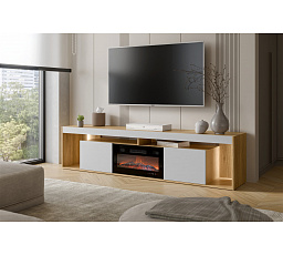 FIORE 200 TV-komód elektromos kandallóval, tajga tölgy / szürke