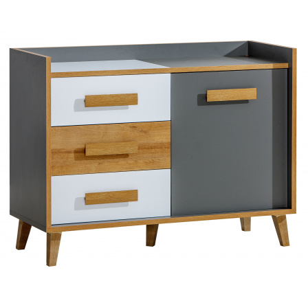 WERSO komód - W6, Fehér Briliáns+Antracit+Rivera