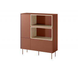 Komoda DESIN 120, Keramická červená/dub nagano