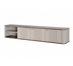 Szafka RTV wisząca Vesper 3D 187 cm - kaszmir / orzech / złote uchwyty