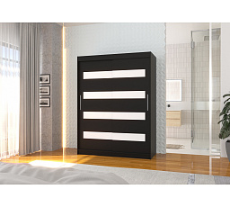 Tolóajtós szekrény lacobellel MARTINEZ 150 Fekete+Fehér Lacobel