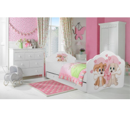 Ágy matraccal és fiókkal CASIMO TWO DOGS 140x70 Fehér