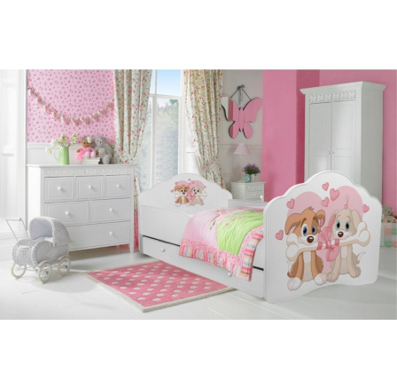 Ágy matraccal és fiókkal CASIMO TWO DOGS 140x70 Fehér