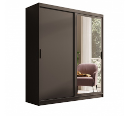 Tolóajtós és tükrös ruhásszekrény Hailey 180 Fekete+Fekete