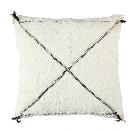 Fehér Sherpa párna fekete mintával