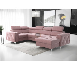 NAROŻNIK ORION MAX III Z FUNKCJĄ SPANIA 165x320x185 CM - Odcienie różu , lewa