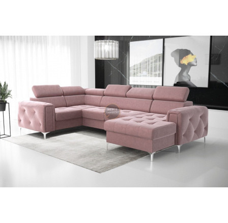 NAROŻNIK ORION MAX III Z FUNKCJĄ SPANIA 165x320x185 CM - Odcienie różu , lewa