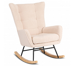 Fotel Bujany JACKSON Beżowy Boucle/Dąb
