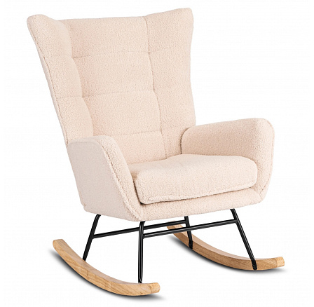 Fotel Bujany JACKSON Beżowy Boucle/Dąb