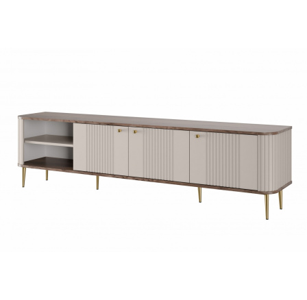 Szafka RTV Vesper 3D 187 cm - kaszmir / orzech / złote nogi