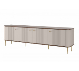 Szafka RTV Vesper 4D 187 cm - kaszmir / orzech / złote nogi
