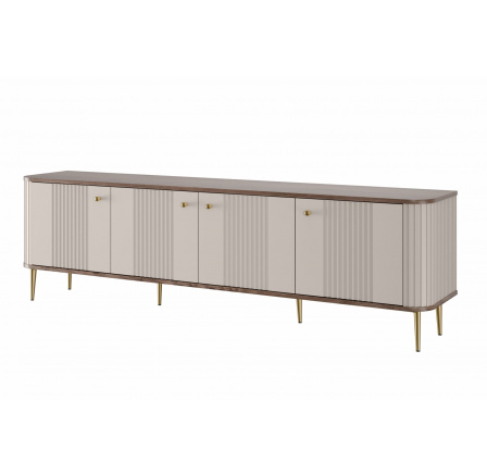 Szafka RTV Vesper 4D 187 cm - kaszmir / orzech / złote nogi