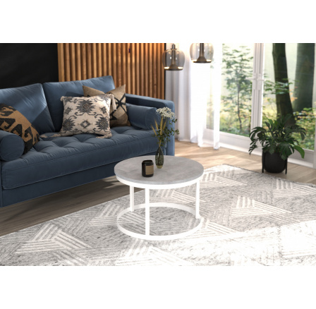 RINEN Dohányzóasztal Fehér+Beton