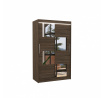 Tolóajtós szekrény tükörrel és LED világítással LUGANO 120 Choco+Choco